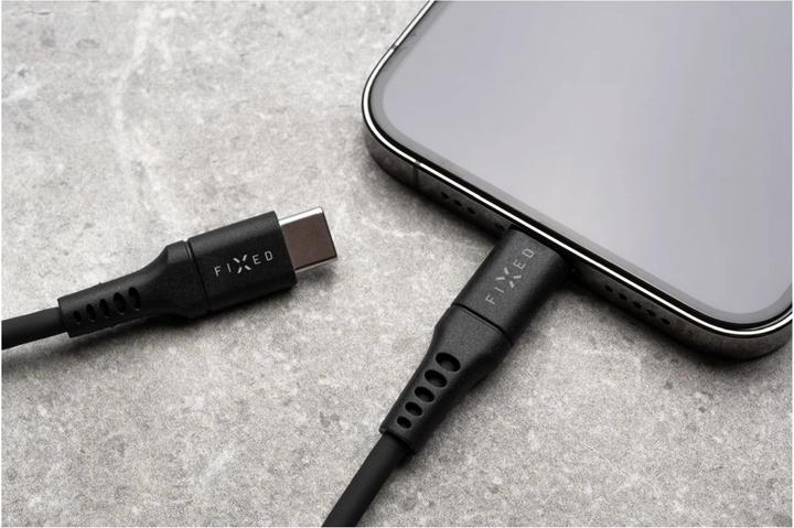 Actual product image Fixed Liquid Silicone Cable USB-C/Lightning, 1,2m, black (1.20 m, USB 2.0, 60 W)