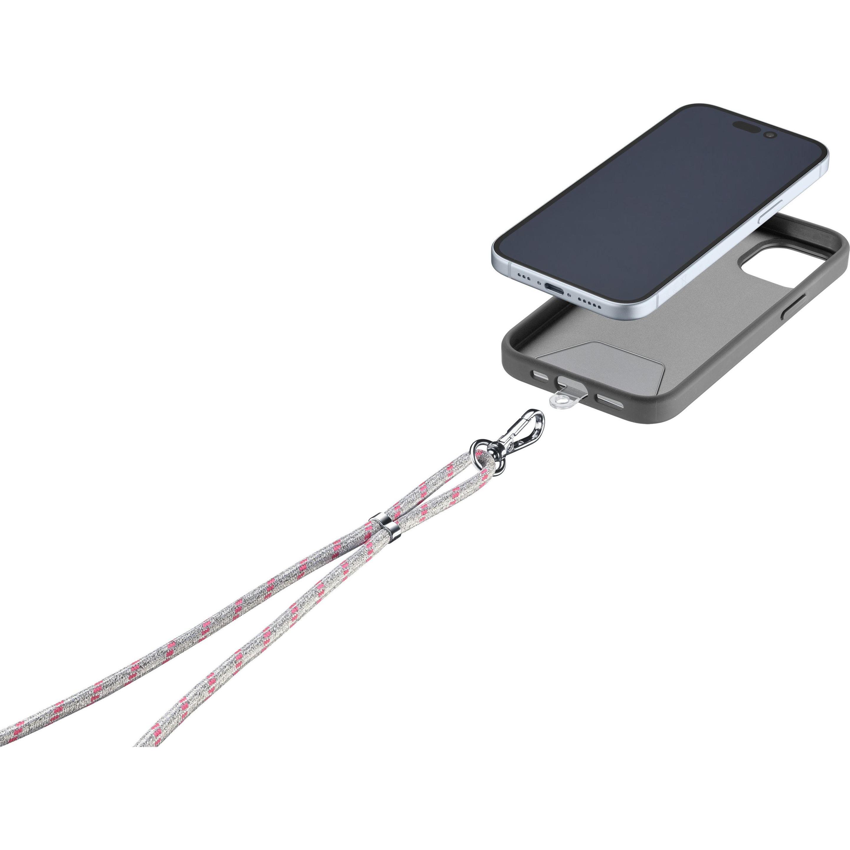 Cellularline Universal Necklace Strap Lace Silver, Handykette, Grau