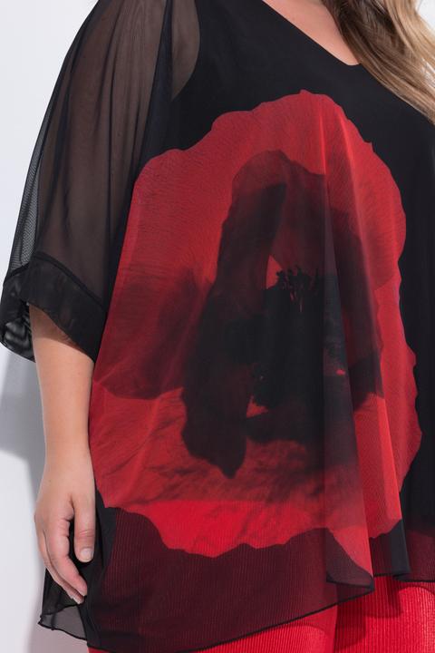 Produktbild Miamoda Mesh-Bluse, oversized, Blumendruck, blickdichtes Jerseytop (42, 44)