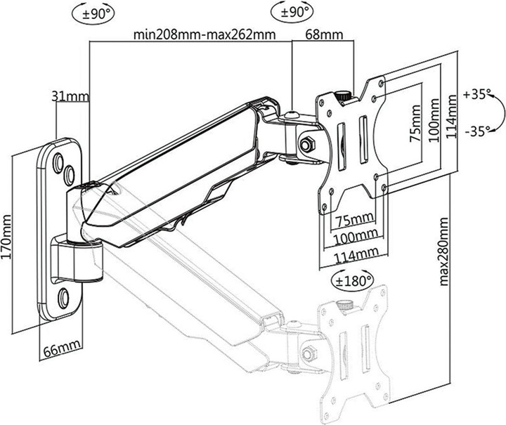 Produktbild Value LCD-Wandhalter Gasfeder (Wand)