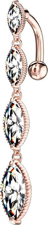 Immagine prodotto Star Piercing Banana oro rosa con pendente quattro gocce di cristallo argento (Ottone, Acciaio chirurgico 316L)