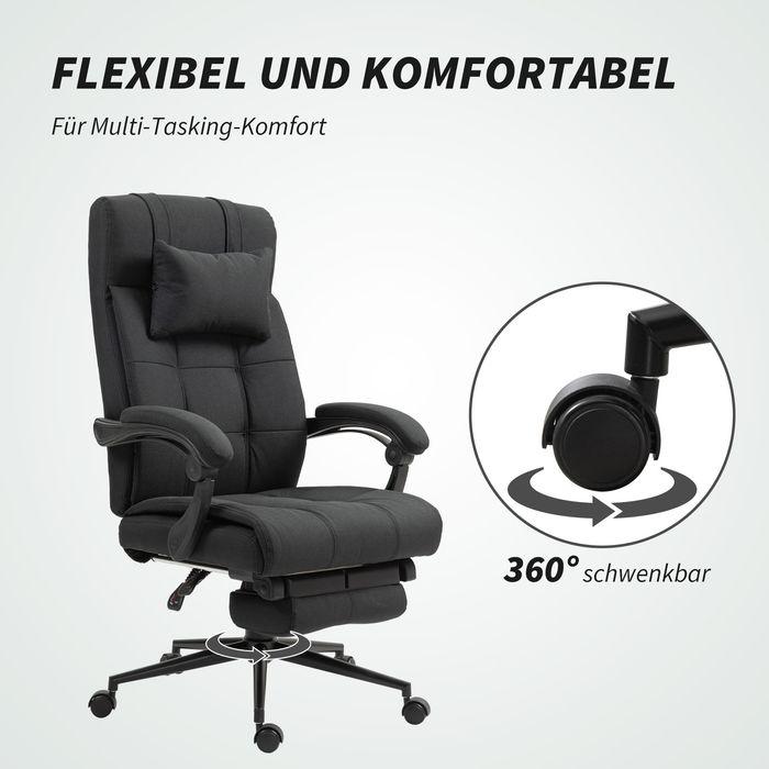 Produktbild Swisshandel24 Bürostuhl mit Fussstütze, Schreibtischstuhl, Drehstuhl mit Kopfstütze, Schwarz