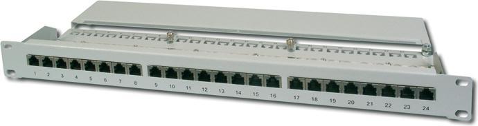 Actual product image Digitus CAT 5e Class D Patch Panel shielded 16-Port RJ45 8P8C LSA 1U Rack Mount Color Grey RAL 7035
