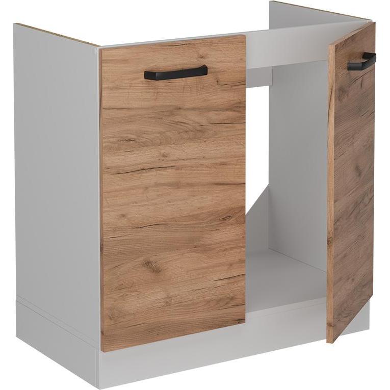 Vicco, Regal, Spülenunterschrank R-Line, Goldkraft Eiche/Weiss, 80 cm ohne Arbeitsplatte