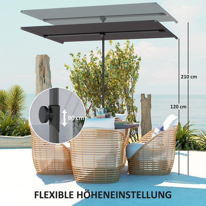 Immagine prodotto Swisshandel24 Sonnenschirm 180 Grad drehbar Höhenverstellbar Alu 150x205cm Dunkelgrau (2.05 m)
