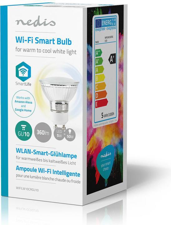 Produktbild Nedis WIFILW10CRGU10 Smart Lighting Intelligente Glühbirne, WLAN (GU10, 330 lm, 1x)
