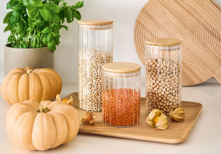 Actual product image Zeller Present Storage jar "Rillen" w. bamboo lid, 850 ml (0.85 l)