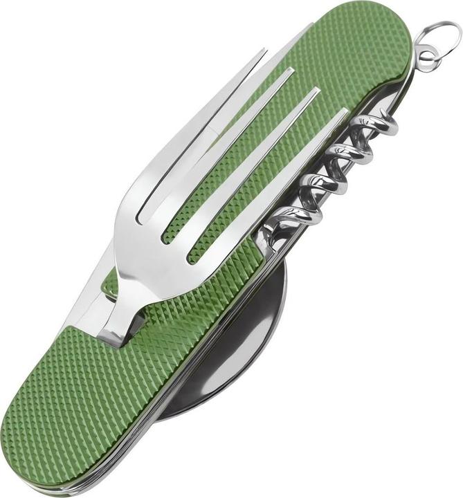 Actual product image König Design 6 in 1Camping Cutlery Set Folding Travel Cutlery Outdoor Armed Forces Field Cutlery