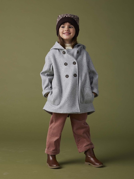 Immagine prodotto Vertbaudet Cappotto da bambina con cappuccio, look in lana (146)