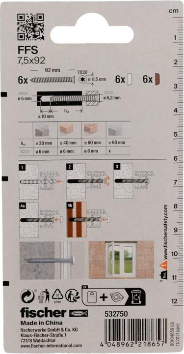 Actual product image Fischer Window frame scraper FFS 7.5x92 K (6) (6 pcs.)