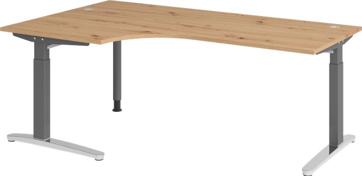 Hammerbacher Schreibtisch C-Fuss 200x120cm 90° Asteiche/... (200 x 120 cm)