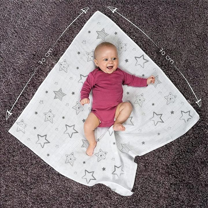 Actual product image Makian Muslin nappies & muslin cloths Muslin nappy / muslin cloth 4-pack 70 x 70 cm - stars (70 cm, 70 cm)