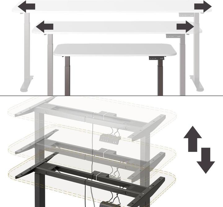 Produktbild Vicco Schreibtisch Elevate, Weiss/Schwarz, 180 x 57.5 cm (120 x 70 x 120 cm)