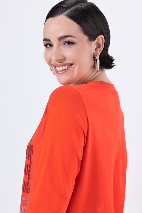 Immagine prodotto Ulla Popken Maglia con scritta, scollo a girocollo, collo alto e maniche a 3/4 (58)