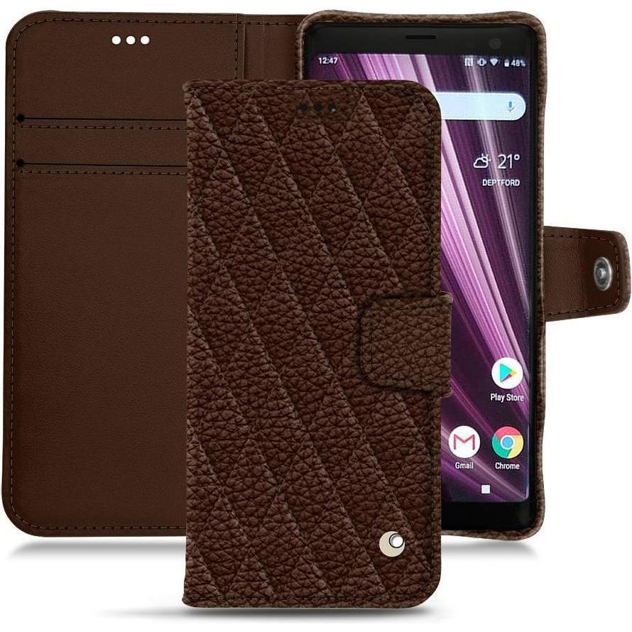 Noreve Lederschutzhülle Wallet (Sony Xperia XZ3), Smartphone Hülle, Braun