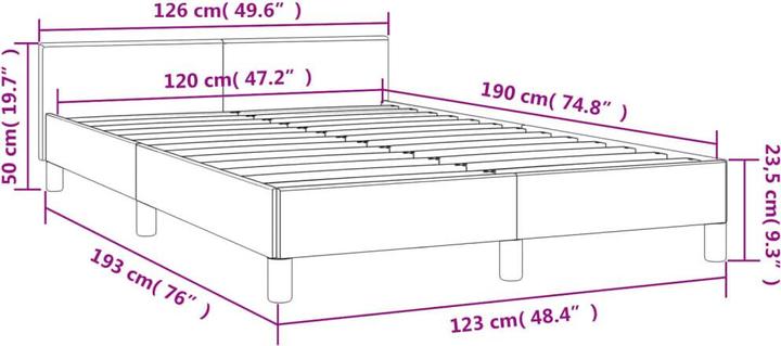 Immagine prodotto vidaXL Bettgestell mit Kopfteil Samt (120 x 190 cm)