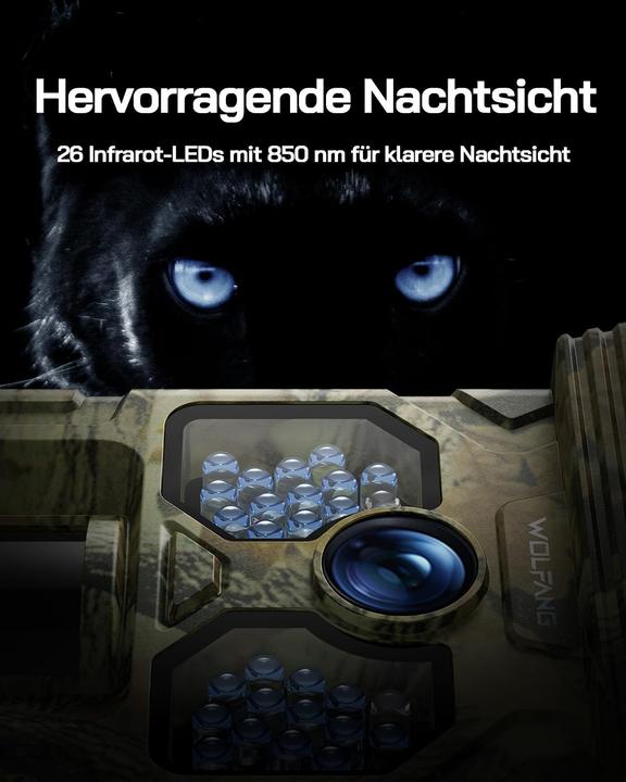 Actual product image Wolfang 4K Solar Wildkamera WT02 mit Bewegungssensor, Nachtsicht