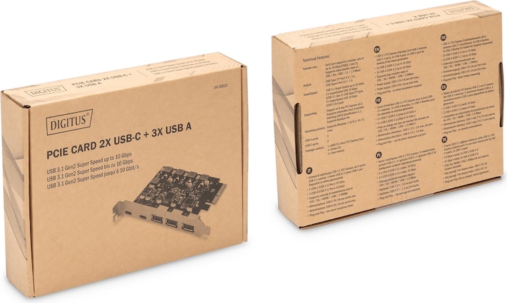 Actual product image Digitus PCIe card 2x USB-C + 3x USB A