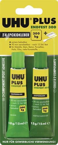 Actual product image UHU Plus Endfest 300, 45640, tube binder/hardener 33 g, blister pack (73 g)
