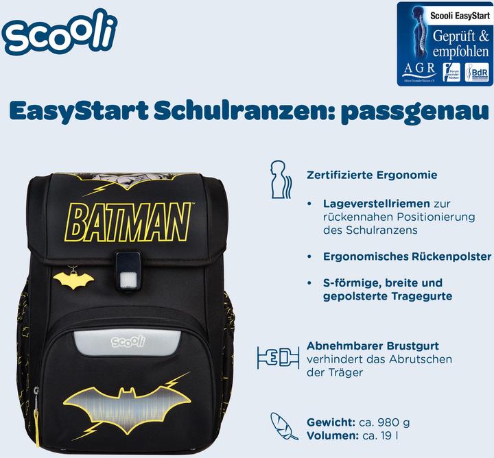 Produktbild Scooli EasyStart Schulranzen Set,5tlg Batman (19 l)