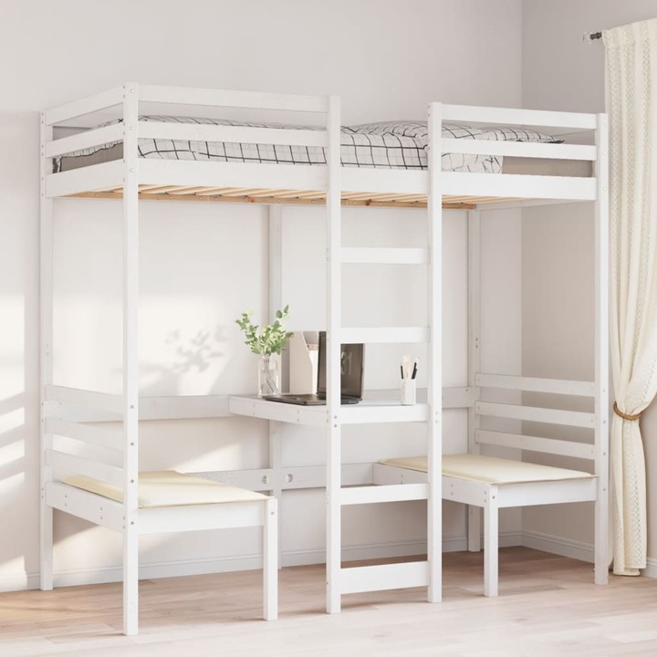 Image du produit VidaXL Lit superposé avec bureau & chaises (80 x 200 cm)