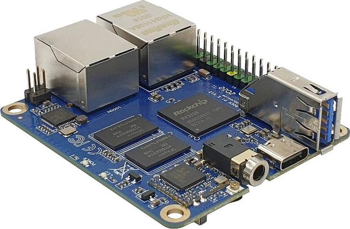 Produktbild Radxa Rock Pi E D8P Dual Ethernet Board RK3328 1GB RAM oh. Wifi/BT (PoE ready)