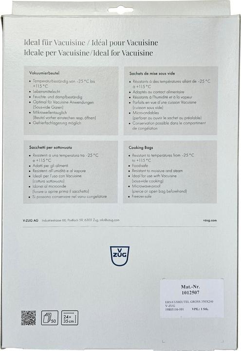 Image du produit V-Zug Vakuumierbeutel 240x350 mm 1012507 - 50 Stück (50 x)