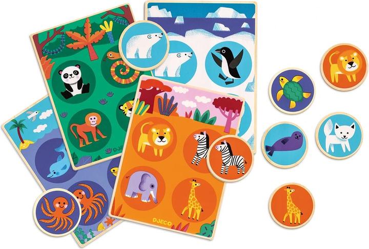 Actual product image Djeco Loto wooden animals (German, French, English)