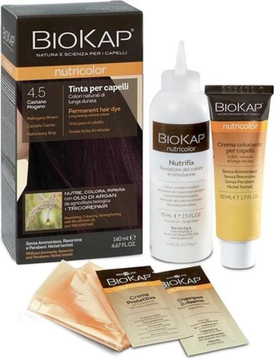 Bio Partner Nutricolor Hair Color 4.5 Mahogany 140ml - Ammonia-Free Natural Color for Soft and Shiny Hair (4.5 Mahogany)