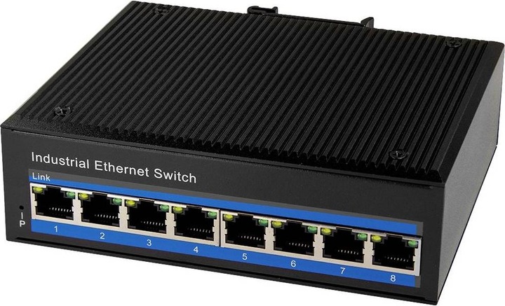 Produktbild LogiLink NS201 Industrieller Fast Ethernet Switch 8-Port 10/100 Mbps Hutschienenmontage PoE (8 Ports)