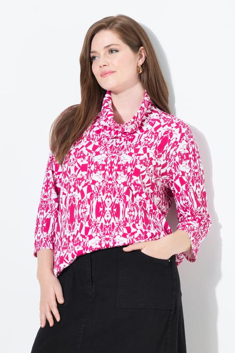 Produktbild Ulla Popken Shirt, Katzen, Classic, Wasserfallkragen, 3/4-Arm (58)