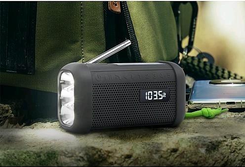 Immagine prodotto Muse Radio solare portatile con manovella e torcia elettrica (AM, FM, Bluetooth, NFC)
