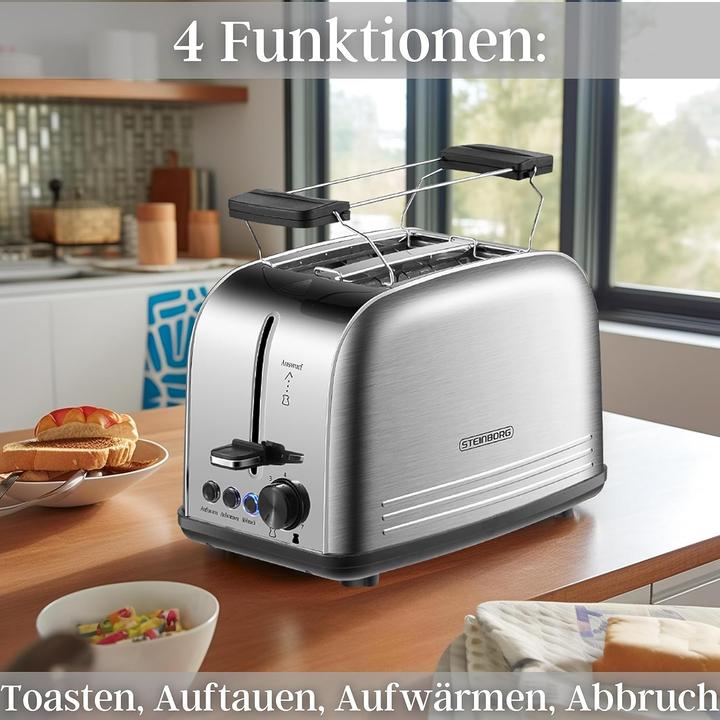 Produktbild Steinborg Edelstahl Doppelschlitz-Toaster mit Brötchenaufsatz