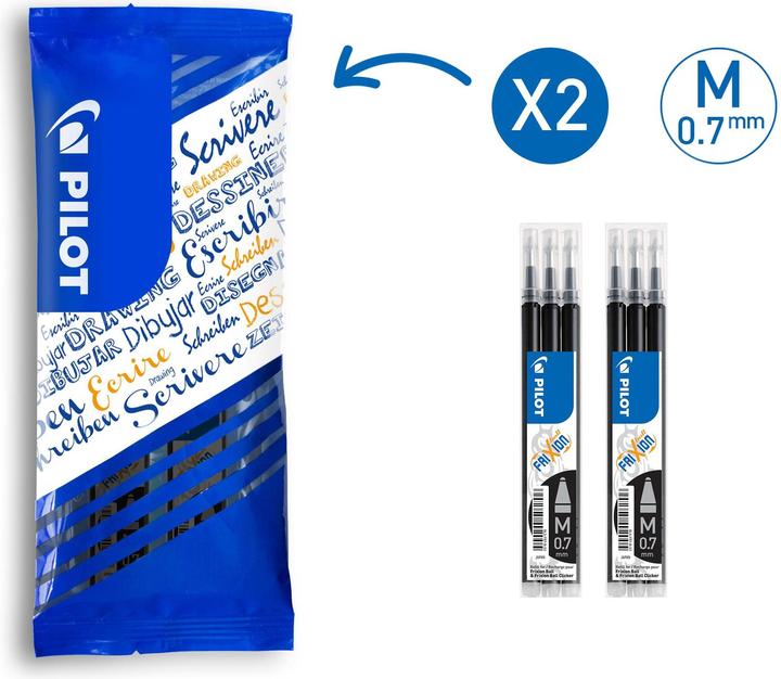 Produktbild Pilot FriXion Refill (6 Stück, Schwarz, 0.40 mm)