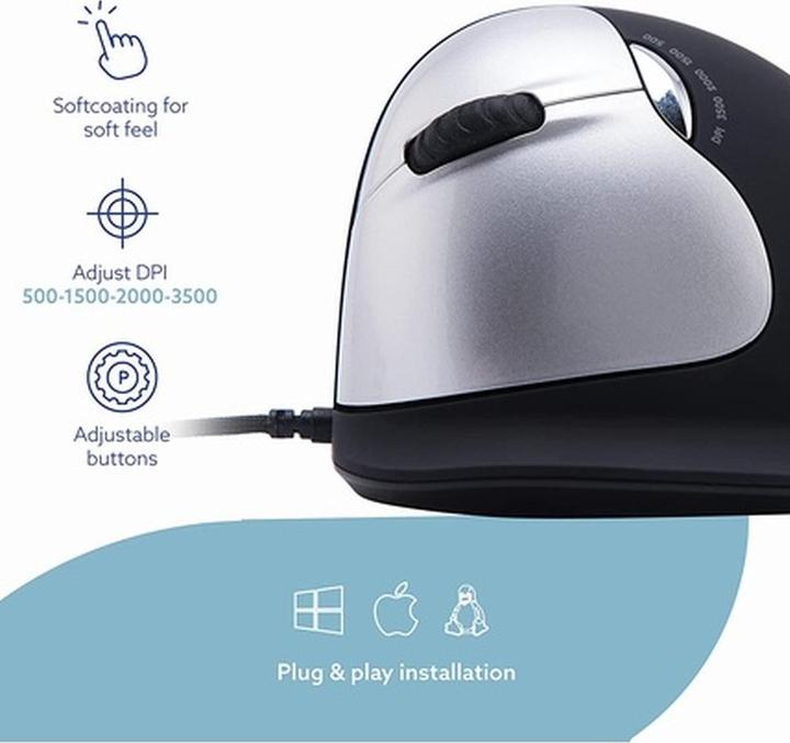 Immagine prodotto R-Go Tools Mouse ergonomico HE grande per mancini (Cablato)