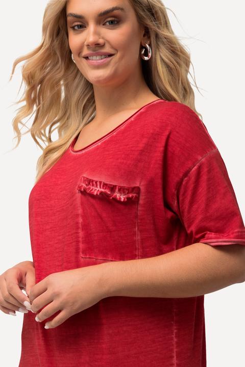 Produktbild Ulla Popken T-Shirt, oversized, Rüschen-Brusttasche, Halbarm (62)