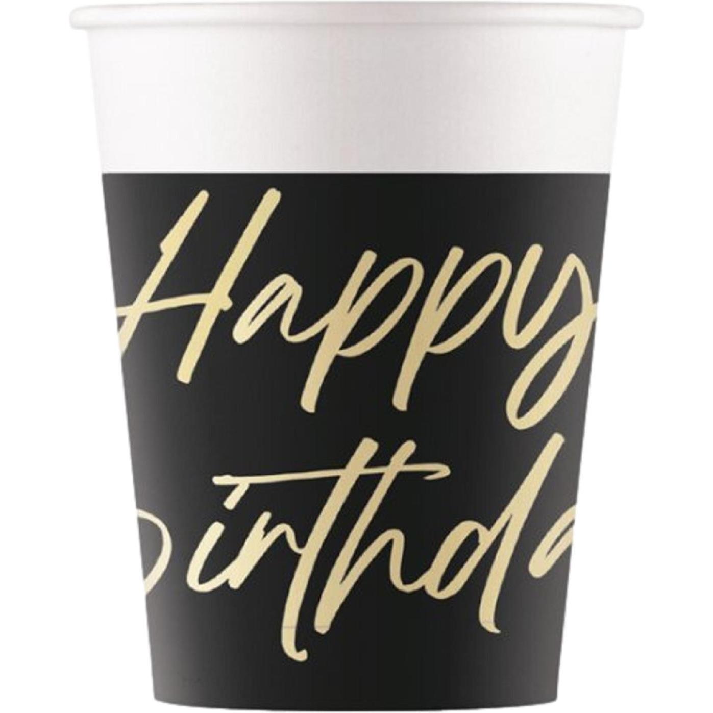 GoDan, Einweggeschirr, elegante Happy Birthday-Pappbecher