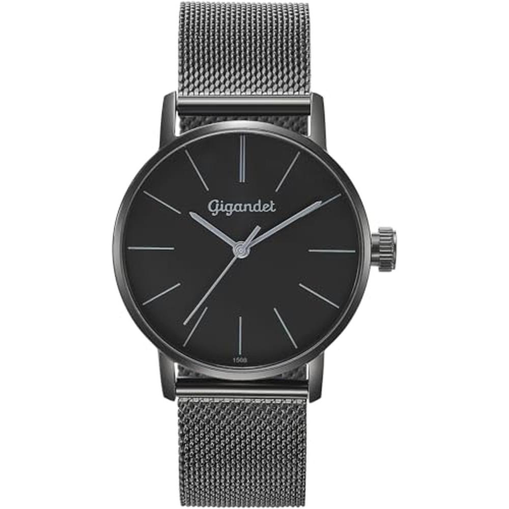 Gigandet, Orologio da polso, 10VNAG43NE019 Analogue Japanese Quartz Watch with Stainless Steel Strap Black Black strappy, Nero, (Orologio da polso ana