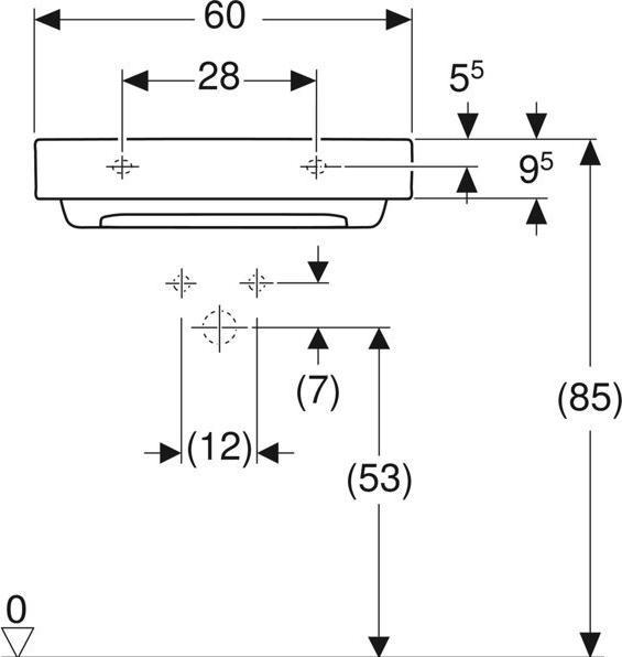 Produktbild Geberit ONE Waschtisch Abgang horizontal, 60x14,2x48cm, 505.03 (480 mm, 600 mm)
