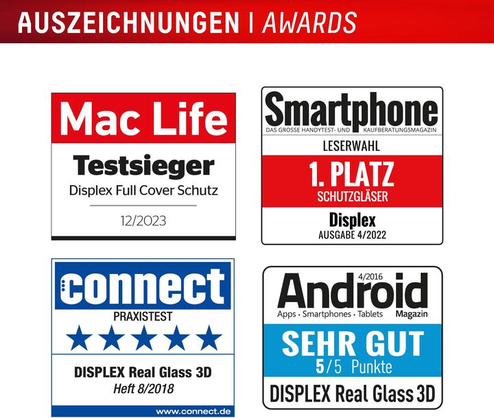Energie-Label Displex Premium Glass, Full Cover Panzerglas (1 Stück, Apple iPhone 16 Plus)