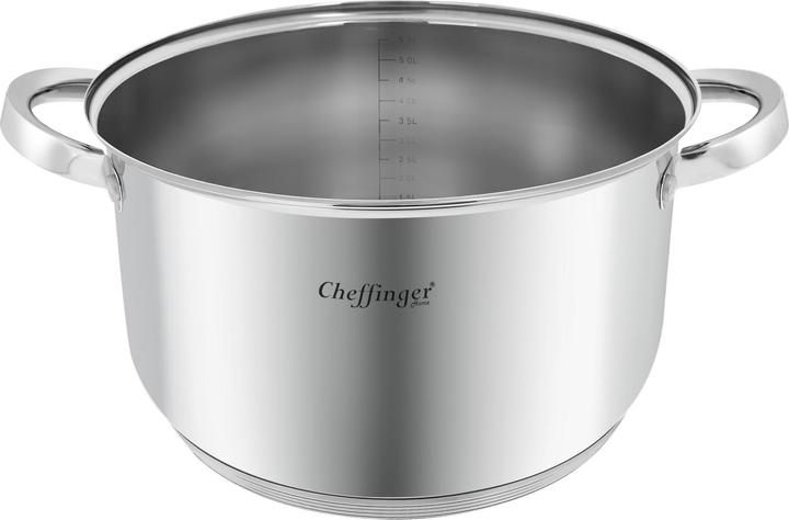 Actual product image Cheffinger Stainless steel saucepan with induction lid (24 cm, Roman pot, Stainless steel)