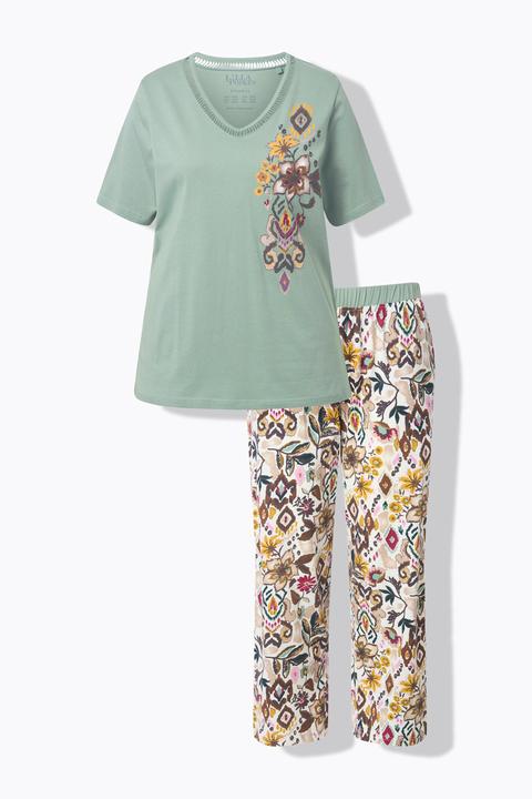 Produktbild Ulla Popken Pyjama, Blüten, V-Ausschnitt, Halbarm (62)