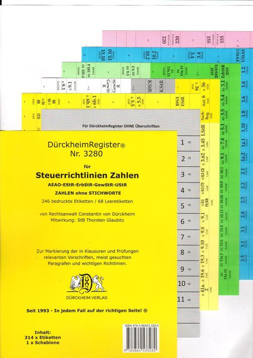 Produktbild DürckheimRegister® STEUERRICHTLINIEN 2022 Gesetze und §§, ohne Stichworte