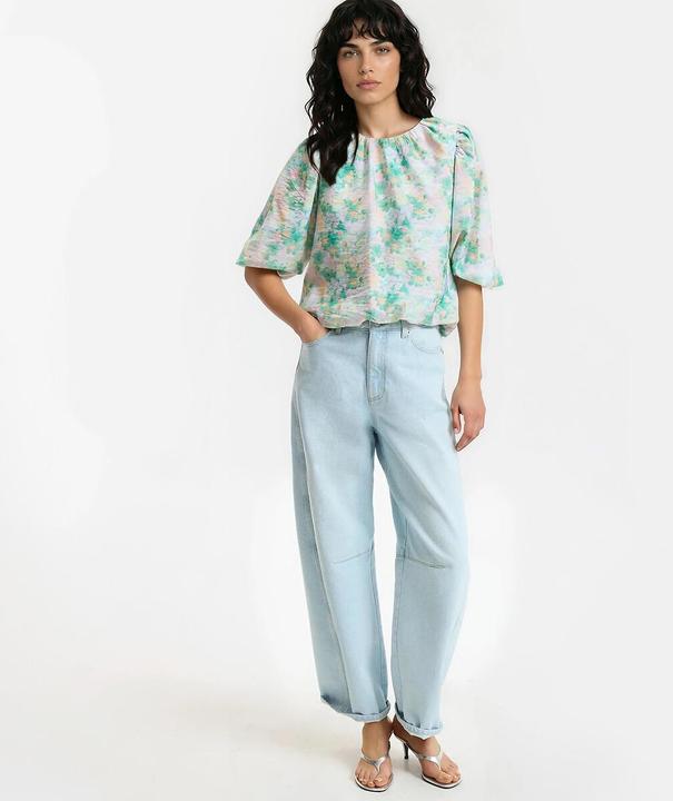 Immagine prodotto La Redoute Collections Bluse mit Rundhalsausschnitt und Puffärmeln mit Blumenmuster (S)