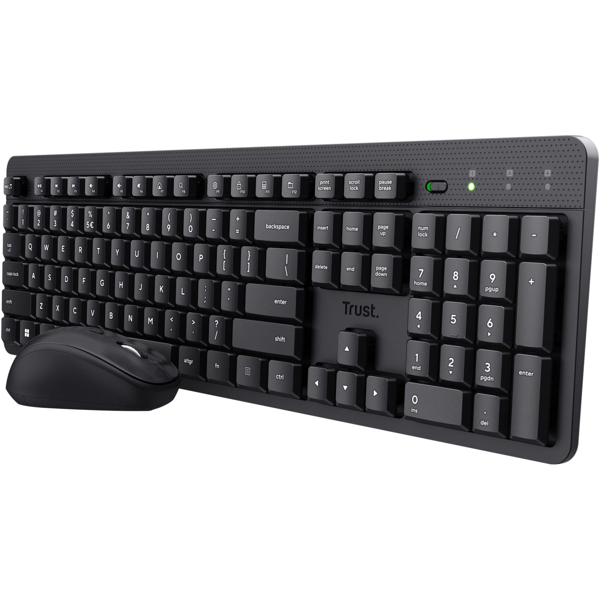 Trust Ody Ii Wl Keyboard Mouse Blk D (DE, Kabellos), Tastatur, Schwarz