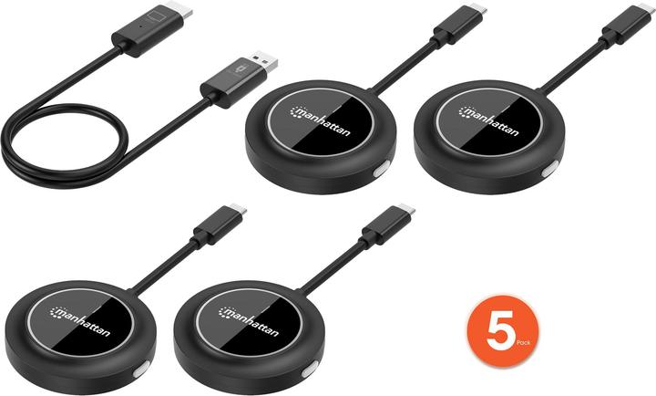Manhattan 1080p Wireless HDMI-Display-Präsentationsset mit 4 USB-C-Sendemodulen