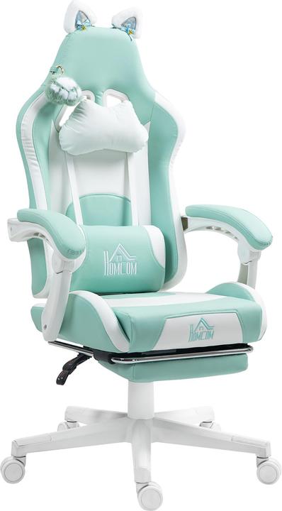 Homcom Gaming-Stuhl Kunstleder Hellblau