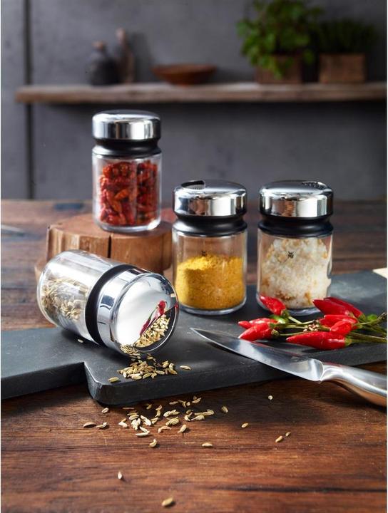 Produktbild WMF Gewürzstreuer Set 4tlg Gewürzdose Gewürzstreuer Gewürzglas 100ml Glas Depot (Diverse Gewürze, Kräuter)