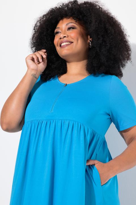 Produktbild Ulla Popken Maxikleid, A-Linie, Zipper, V-Ausschnitt, Halbarm (60)