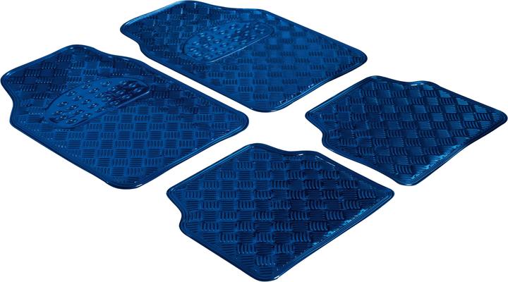 Walser Car rubber mats metallic chequer plate look blue maxi (2 front mats + 2 rear mats)